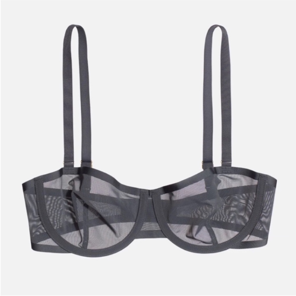 Cuup The Balconette Mesh Underwire Bra: Grey Slate 32G (4D)